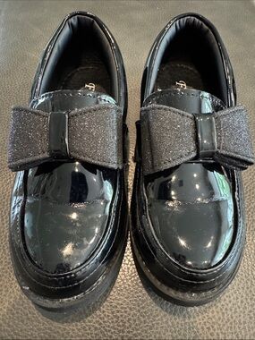 Sparkle Bow Patent Vegan Leather Loafers By Liv and Mia